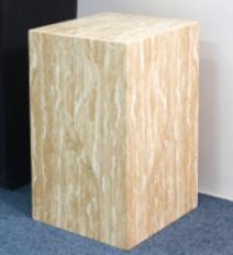 Tall Rectangular Plinth Side Table in Beige Travertine.