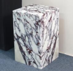 Tall Rectangular Plinth Side Table in Calacatta Viola — 30 × 30 × 50 cm.