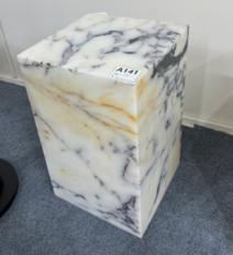 Tall Rectangular Plinth Side Table in Calacatta Viola — 30 × 30 × 50 cm.