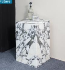 Tall Rectangular Plinth Side Table in Arabescato.