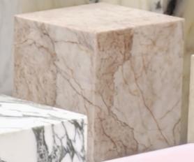 Tall Rectangular Plinth Side Table in Cream Rose.