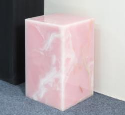 Tall Rectangular Plinth Side Table in Pink Onyx.