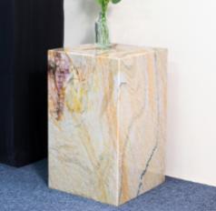Tall Rectangular Plinth Side Table in Natural stone — 30 × 30 × 50 cm.