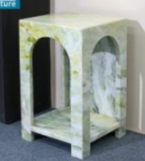 Arched Open-Shelf Side Table in Fendi Green.