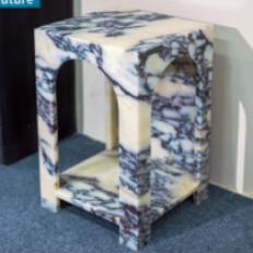 Arched Open-Shelf Side Table in Calacatta Viola.