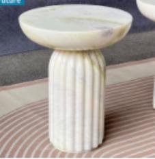 Fluted Pedestal Side Table in Fendi Green.
