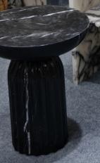 Fluted Pedestal Side Table in Black Marquina.