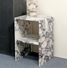 Open-Shelf Side Table in Calacatta Viola.