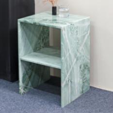 Open-Shelf Side Table in Sky Blue.