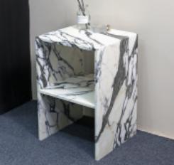 Open-Shelf Side Table in Arabescato.