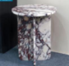 Round Drum Side Table in Calacatta Viola.
