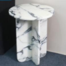 Round Drum Side Table in Arabescato.