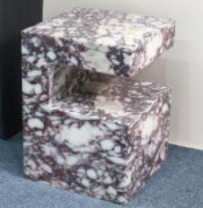 C-Frame Stone Side Table in Calacatta Viola.