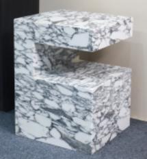 C-Frame Stone Side Table in Arabescato.