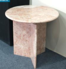 Round Interlocking-Panel Side Table in Cream Rose.