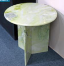 Round Interlocking-Panel Side Table in Fendi Green.