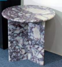 Round Interlocking-Panel Side Table in Calacatta Viola.