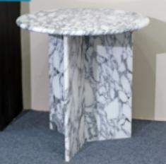 Round Interlocking-Panel Side Table in Arabescato.