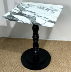 Square Baluster-Pedestal Side Table in Arabescato.