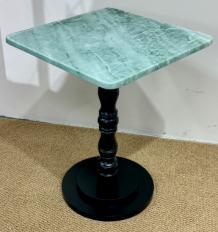 Square Baluster-Pedestal Side Table in Sky Blue.