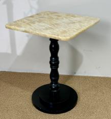 Square Baluster-Pedestal Side Table in Natural stone.