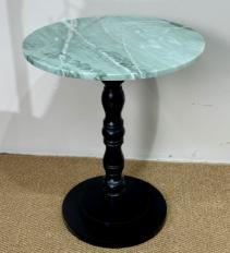 Round Baluster-Pedestal Side Table in Sky Blue.