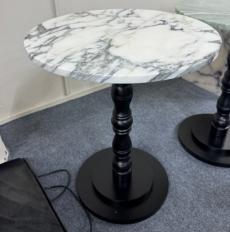 Round Baluster-Pedestal Side Table in Arabescato.