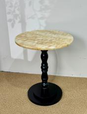Round Baluster-Pedestal Side Table in Natural stone.