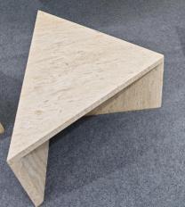 Raised Folded Travertine Coffee Table in Beige Travertine.