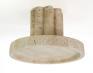 Round Tray with Petal Base in Beige Travertine.