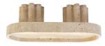 Raised Oval Tray with Fluted Feet in Beige Travertine.