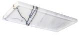 Rectangular white stone tray with dark veining and a raised rim, three-quarter view