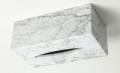 Sloped Rectangular Tissue Box in Carrara White.