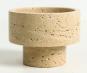 Stackable Pedestal Candle Holder in Beige Travertine.