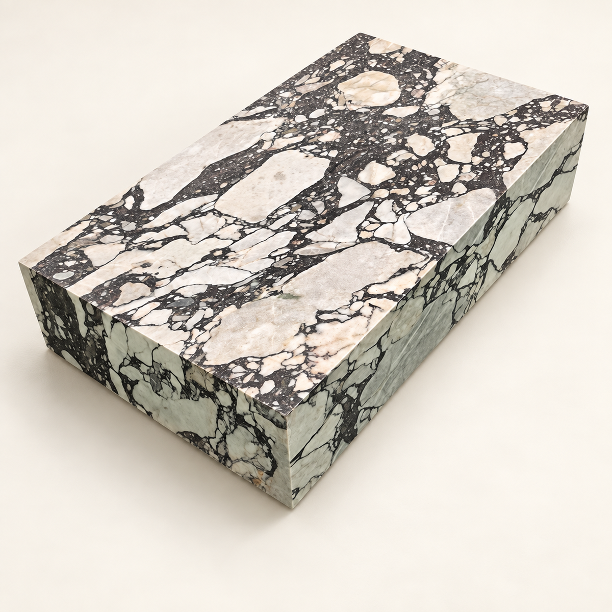Viola Plinth marble coffee table, studio visual adapted from the reference photograph.
