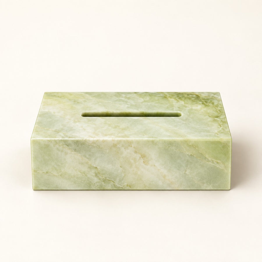 Rectangular Tissue Box in Fendi Green, studio view