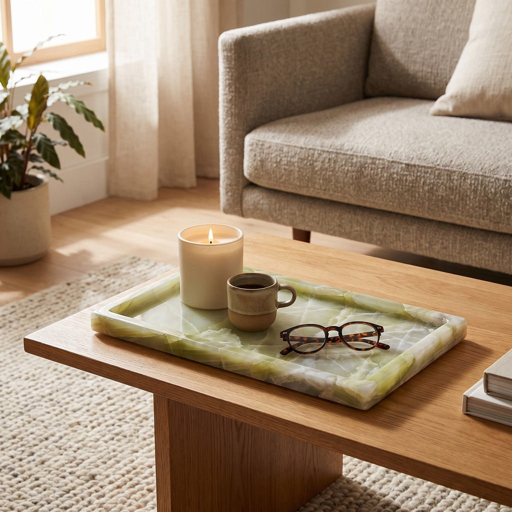 Rectangular Marble Tray in a living room
