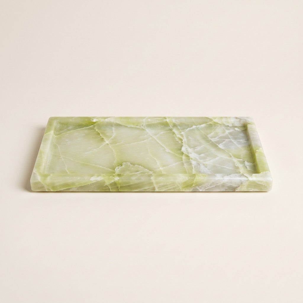 Rectangular Marble Tray in Fendi Green, studio view