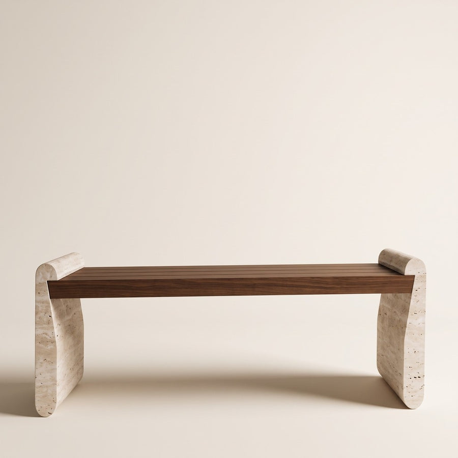 Rectangular Travertine Coffee Table — 180 × 76 cm, studio view