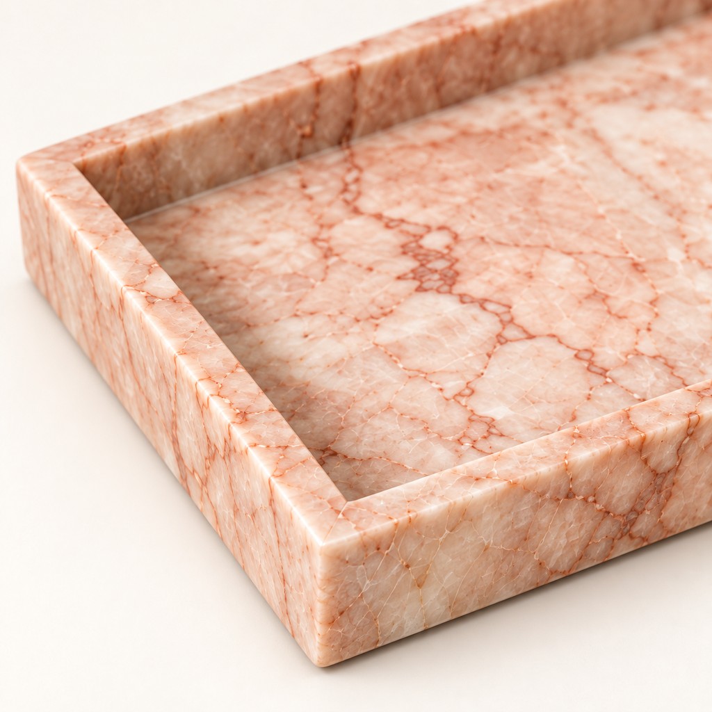 Rectangular Travertine Tray, edge detail
