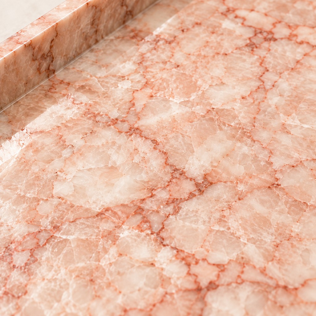 Rectangular Travertine Tray: close-up of the stone surface
