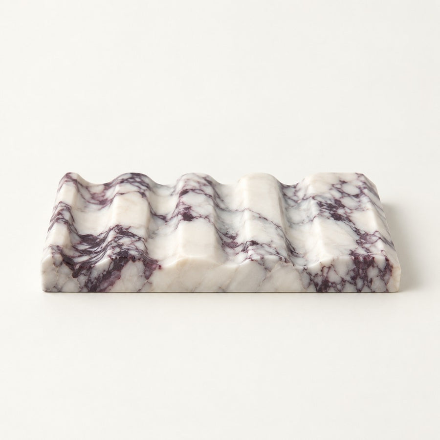 Ribbed Soap Dish in Calacatta Viola, studio view