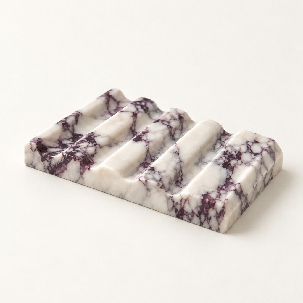 Ribbed Soap Dish, three-quarter view