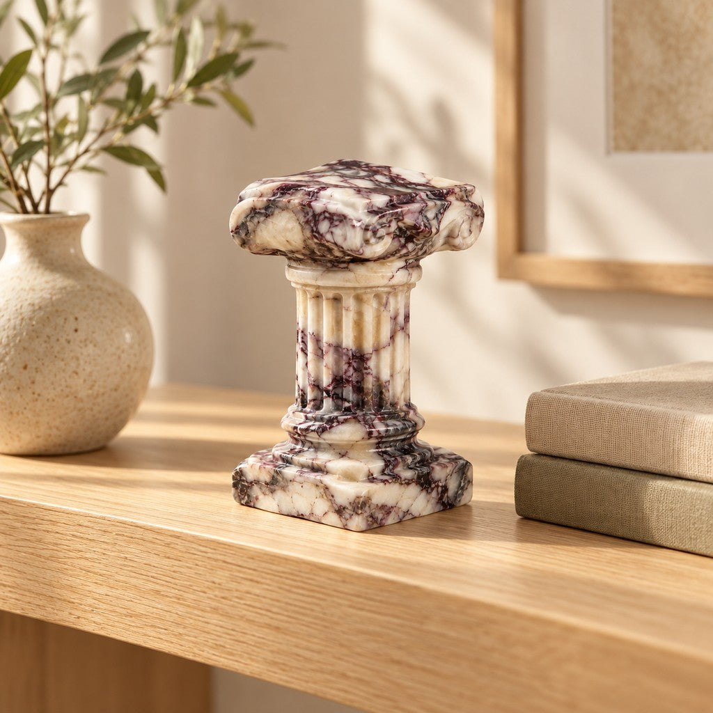 Roman Column Stone Ornament on a wooden shelf