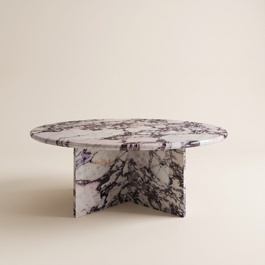 Round Cross-Base Coffee Table, studio view