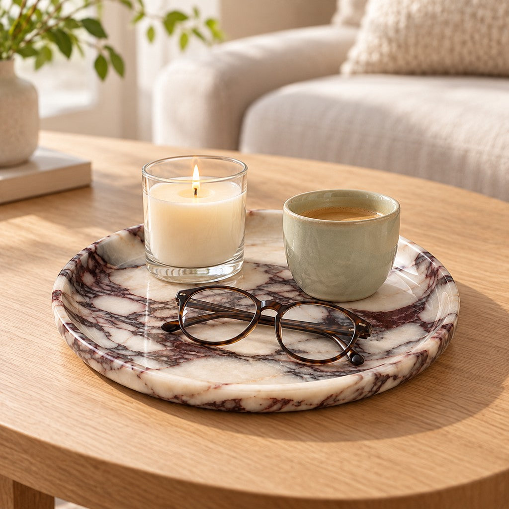 Round Tray — Curved Rim in a living room