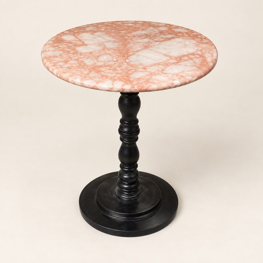 Round Dark-Pedestal Side Table, studio view