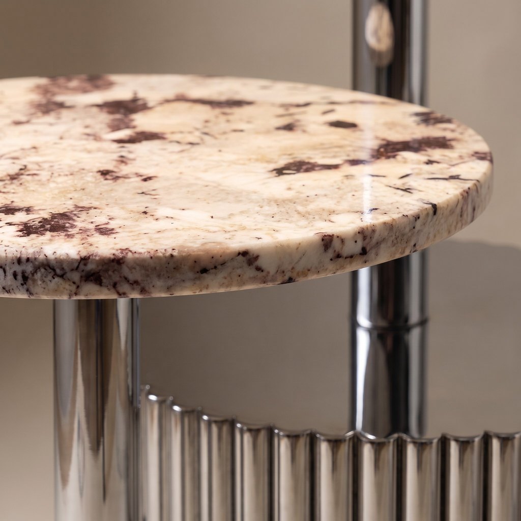 Round End Marble Side Table, edge detail