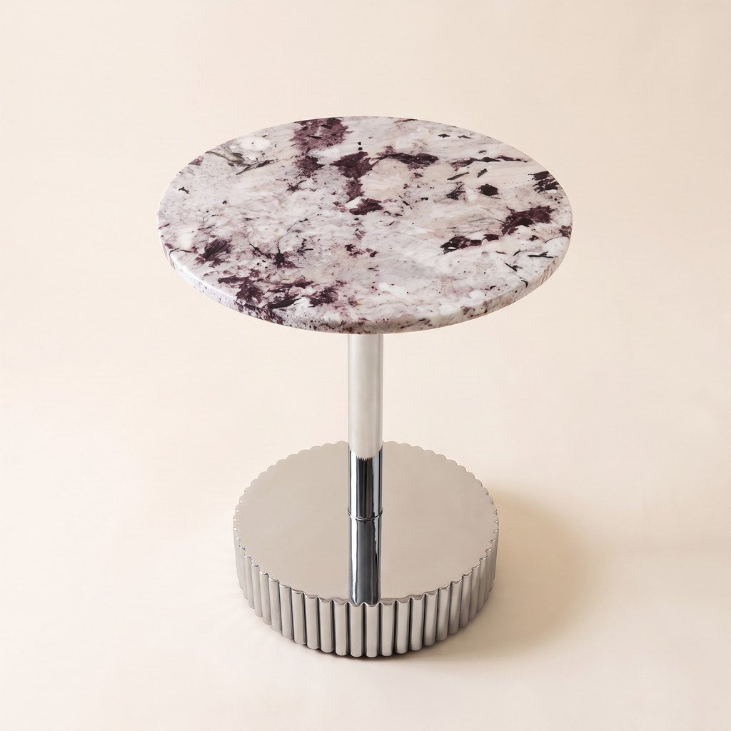 Round End Marble Side Table, three-quarter view