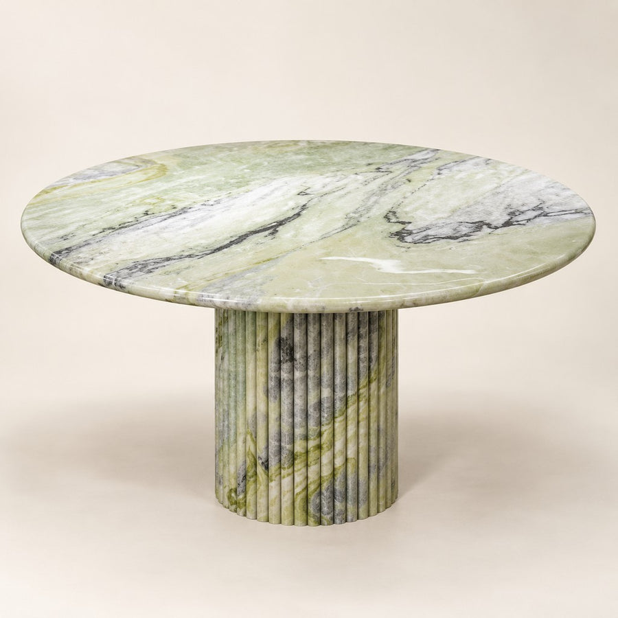 Round Fluted Fendi Green Dining Table, studio view